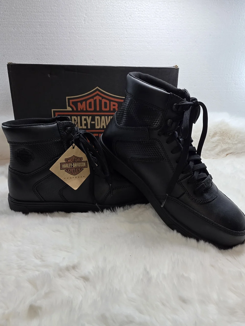 Harley‑Davidson Black Men's Leather Lace-Up Motorcycle Steel Toe Boots